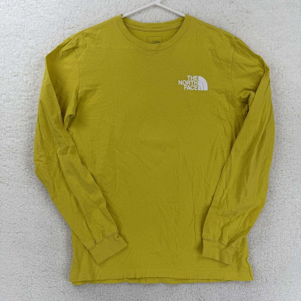 The North Face Shirt Mens Small Yellow Long Sleeve Never Stop Exploring T-Shirt